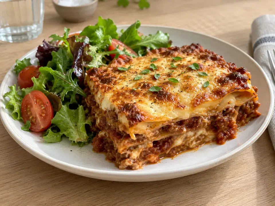 Illustration: Lasagne med salat